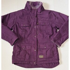 CE SCHMIDT - Womens Purple Canvas Flannel Lined Work Chore Coat Jacket - Medium